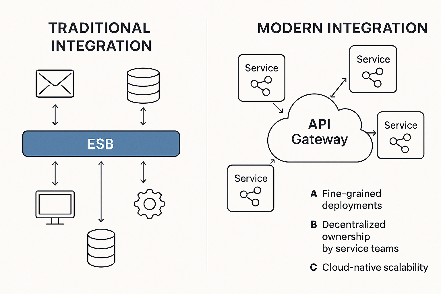 Traditional vs modern integrations